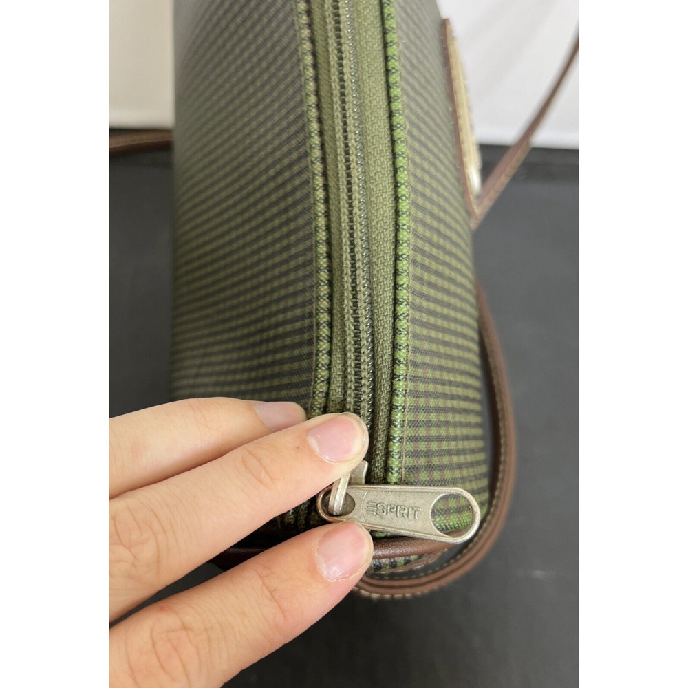 Vintage Esprit Crossbody Bag Plaid Green Brown Logo Purse Small FS Bnfts Charity - Picture 11 of 14